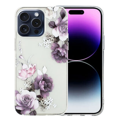 For iPhone 16 Pro Max Colorful Painting Pattern TPU Phone Case(Peony) by buy2fix