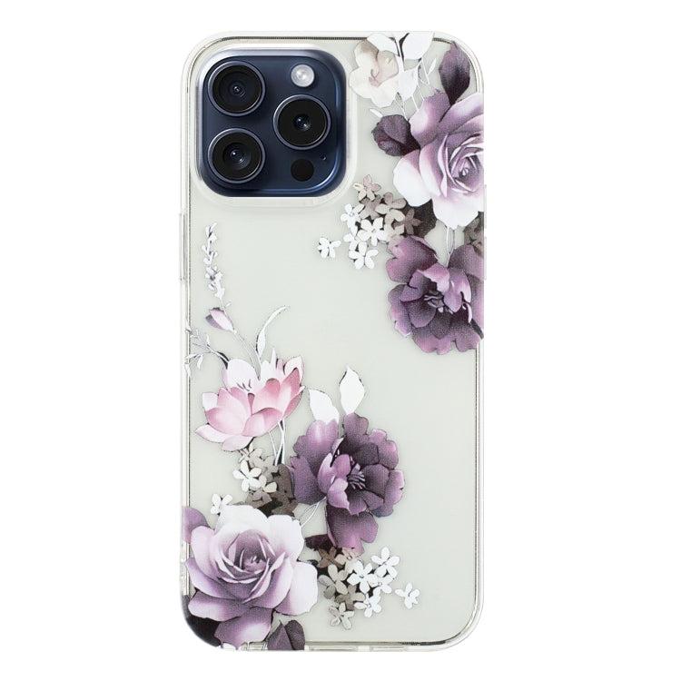 For iPhone 16 Pro Max Colorful Painting Pattern TPU Phone Case(Peony) by buy2fix