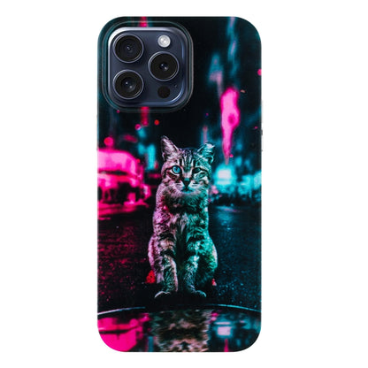 For iPhone 16 Pro Max Colorful Painting Pattern TPU Phone Case(Traffic Light Cat) by buy2fix