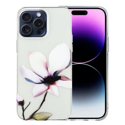 For iPhone 16 Pro Max Colorful Painting Pattern TPU Phone Case(White Flowers) by buy2fix