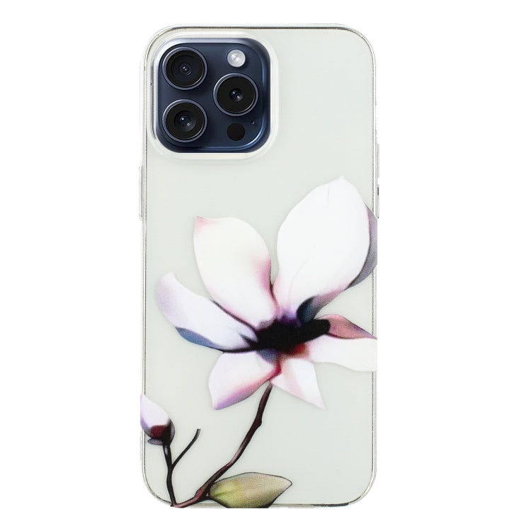 For iPhone 16 Pro Max Colorful Painting Pattern TPU Phone Case(White Flowers) by buy2fix