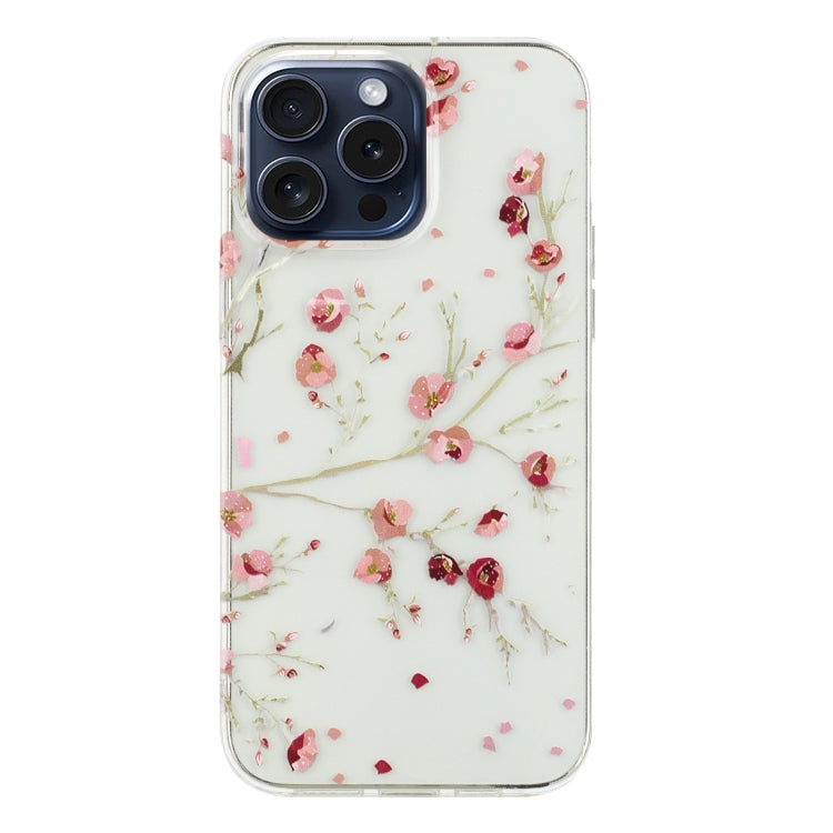 For iPhone 16 Pro Max Colorful Painting Pattern TPU Phone Case(Red Flowers) by buy2fix