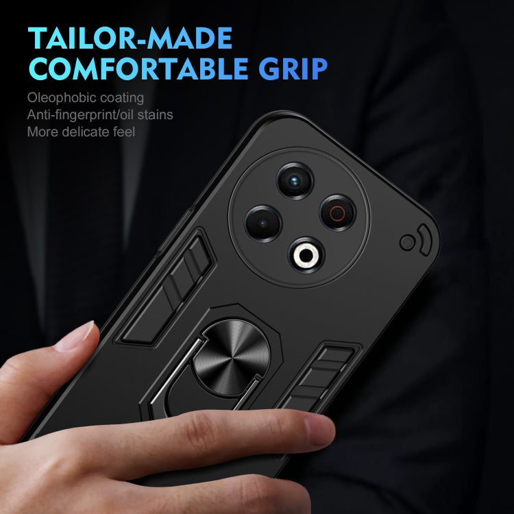 For Tecno Spark 30 Pro Shockproof Metal Ring Holder Phone Case(Black) by buy2fix