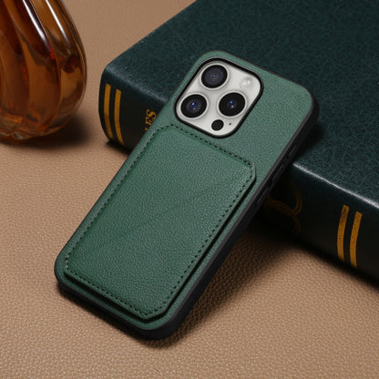 For iPhone 16 Pro D04 Calf Texture Dual Card Slot Holder Phone Case(Green) - iPhone 16 Pro Cases by buy2fix | Online Shopping UK | buy2fix