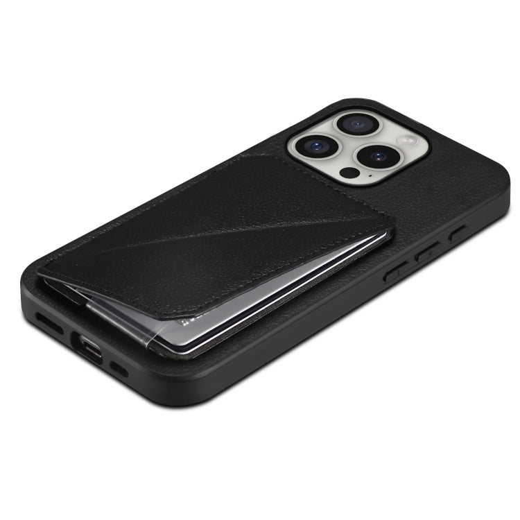 For iPhone 16 Pro Max D04 Calf Texture Dual Card Slot Holder Phone Case(Black) by buy2fix