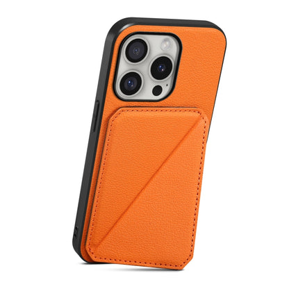For iPhone 16 Pro Max D04 Calf Texture Dual Card Slot Holder Phone Case(Orange) by buy2fix