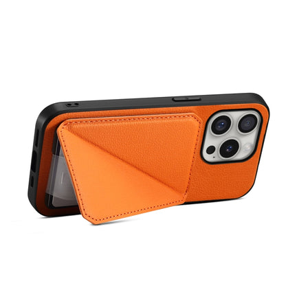 For iPhone 16 Pro Max D04 Calf Texture Dual Card Slot Holder Phone Case(Orange) by buy2fix