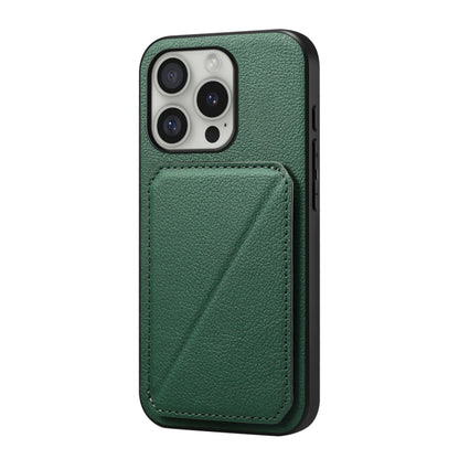 For iPhone 16 Pro Max D04 Calf Texture Dual Card Slot Holder Phone Case(Green) by buy2fix