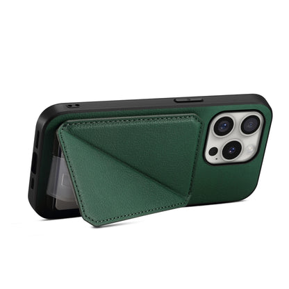 For iPhone 16 Pro Max D04 Calf Texture Dual Card Slot Holder Phone Case(Green) by buy2fix