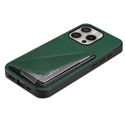 For iPhone 16 Pro Max D04 Calf Texture Dual Card Slot Holder Phone Case(Green) by buy2fix