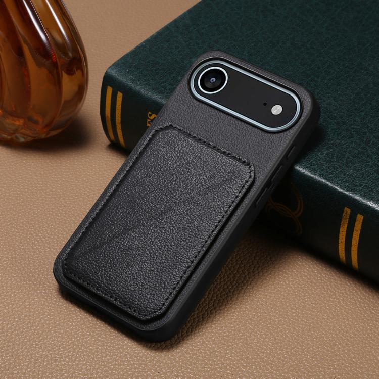 For iPhone Air D04 Calf Texture Dual Card Slot Holder Phone Case(Black) - iPhone Air Cases by buy2fix | Online Shopping UK | buy2fix