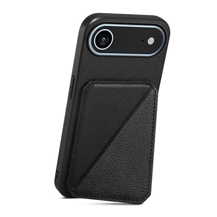 For iPhone Air D04 Calf Texture Dual Card Slot Holder Phone Case(Black) - iPhone Air Cases by buy2fix | Online Shopping UK | buy2fix