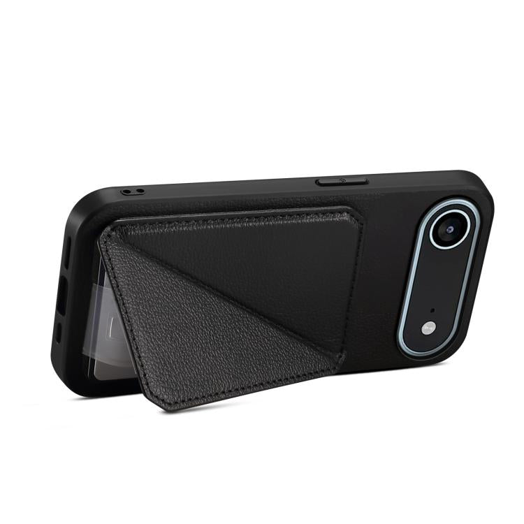 For iPhone Air D04 Calf Texture Dual Card Slot Holder Phone Case(Black) - iPhone Air Cases by buy2fix | Online Shopping UK | buy2fix