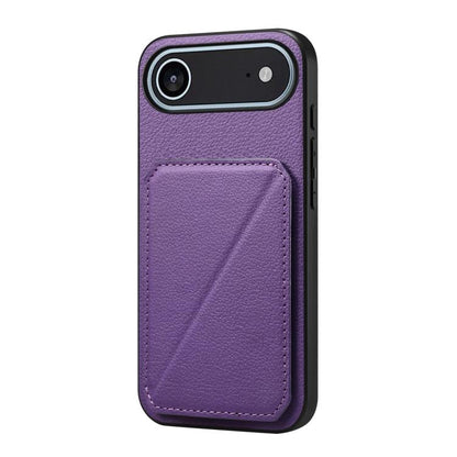 For iPhone Air D04 Calf Texture Dual Card Slot Holder Phone Case(Purple) - iPhone Air Cases by buy2fix | Online Shopping UK | buy2fix