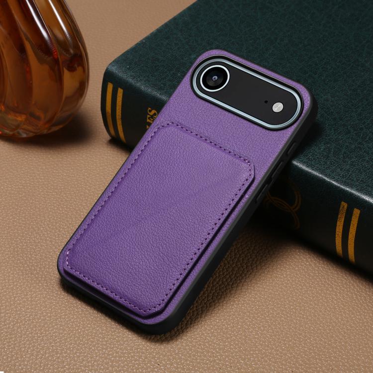 For iPhone Air D04 Calf Texture Dual Card Slot Holder Phone Case(Purple) - iPhone Air Cases by buy2fix | Online Shopping UK | buy2fix