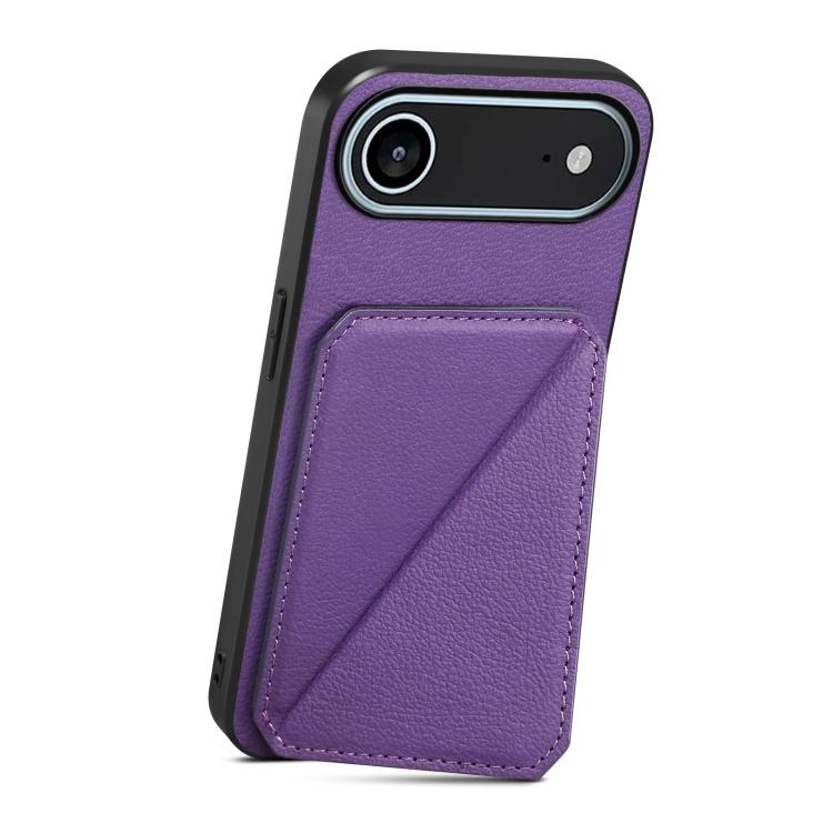 For iPhone Air D04 Calf Texture Dual Card Slot Holder Phone Case(Purple) - iPhone Air Cases by buy2fix | Online Shopping UK | buy2fix