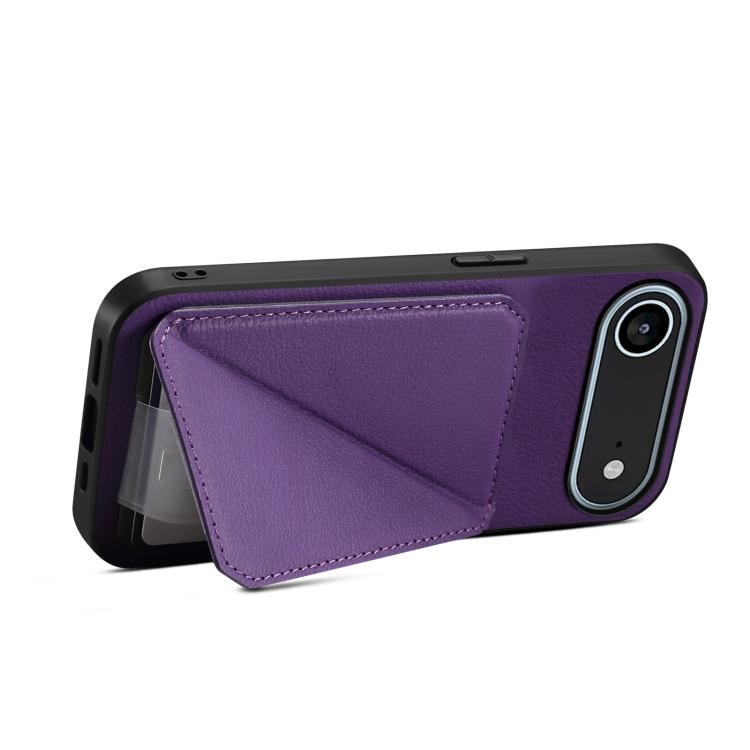 For iPhone Air D04 Calf Texture Dual Card Slot Holder Phone Case(Purple) - iPhone Air Cases by buy2fix | Online Shopping UK | buy2fix