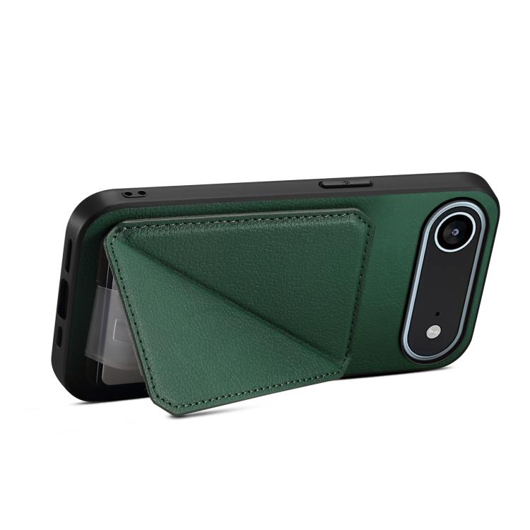 For iPhone Air D04 Calf Texture Dual Card Slot Holder Phone Case(Green) - iPhone Air Cases by buy2fix | Online Shopping UK | buy2fix