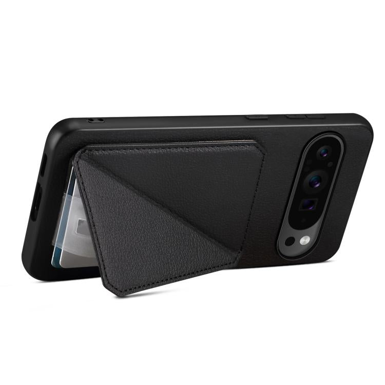 For Google Pixel 10 Pro / 10 D04 Calf Texture Dual Card Slot Holder Phone Case(Black) - Google Cases by buy2fix | Online Shopping UK | buy2fix