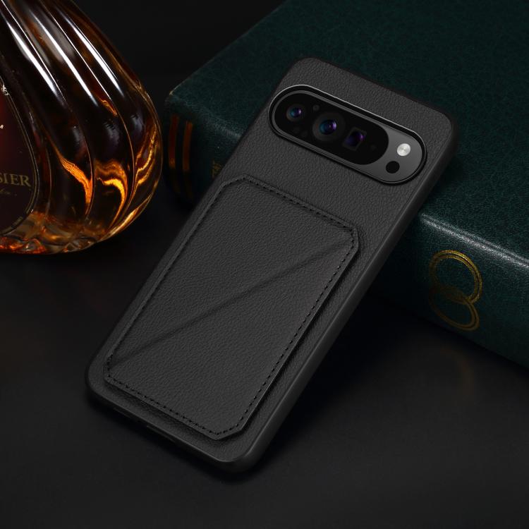 For Google Pixel 10 Pro / 10 D04 Calf Texture Dual Card Slot Holder Phone Case(Black) - Google Cases by buy2fix | Online Shopping UK | buy2fix