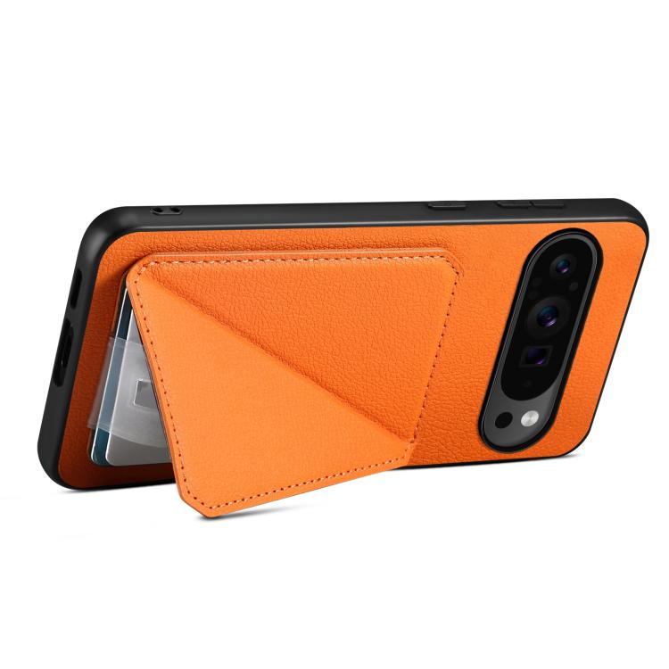 For Google Pixel 10 Pro / 10 D04 Calf Texture Dual Card Slot Holder Phone Case(Orange) - Google Cases by buy2fix | Online Shopping UK | buy2fix