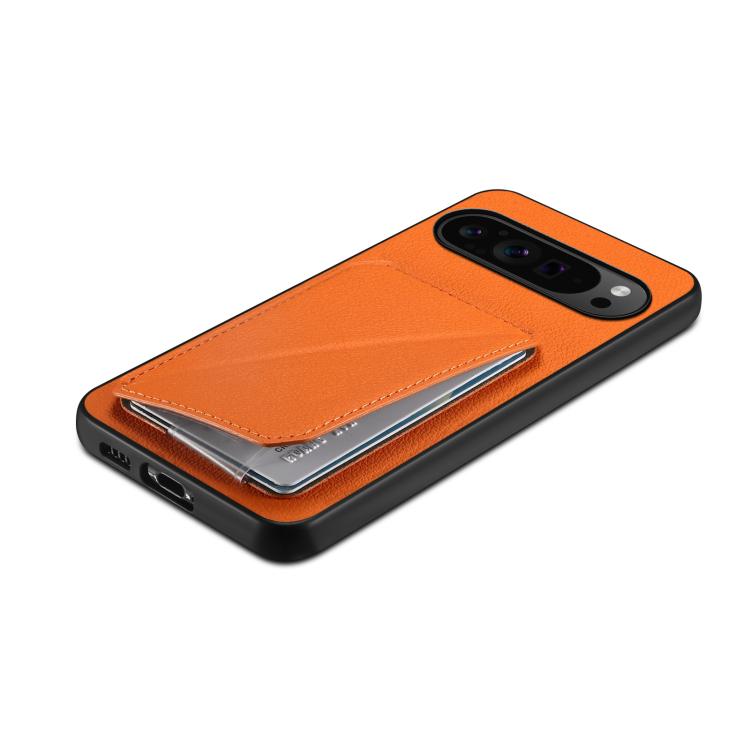 For Google Pixel 10 Pro / 10 D04 Calf Texture Dual Card Slot Holder Phone Case(Orange) - Google Cases by buy2fix | Online Shopping UK | buy2fix
