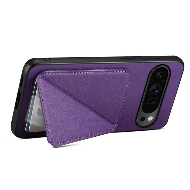 For Google Pixel 10 Pro / 10 D04 Calf Texture Dual Card Slot Holder Phone Case(Purple) - Google Cases by buy2fix | Online Shopping UK | buy2fix