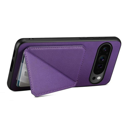 For Google Pixel 10 Pro / 10 D04 Calf Texture Dual Card Slot Holder Phone Case(Purple) - Google Cases by buy2fix | Online Shopping UK | buy2fix