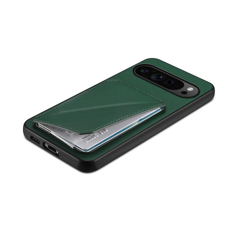 For Google Pixel 10 Pro / 10 D04 Calf Texture Dual Card Slot Holder Phone Case(Green) - Google Cases by buy2fix | Online Shopping UK | buy2fix