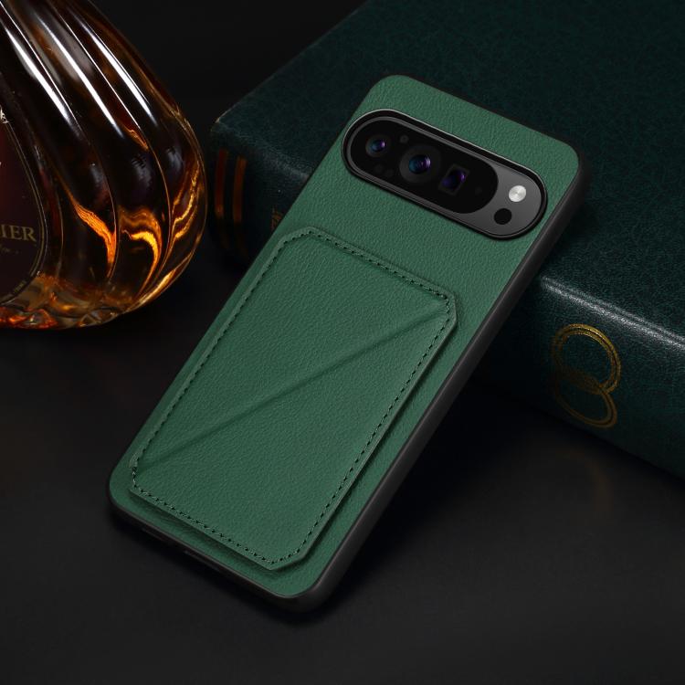 For Google Pixel 10 Pro / 10 D04 Calf Texture Dual Card Slot Holder Phone Case(Green) - Google Cases by buy2fix | Online Shopping UK | buy2fix