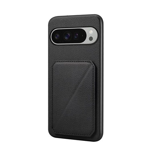 For Google Pixel 10 Pro XL D04 Calf Texture Dual Card Slot Holder Phone Case(Black) - Google Cases by buy2fix | Online Shopping UK | buy2fix