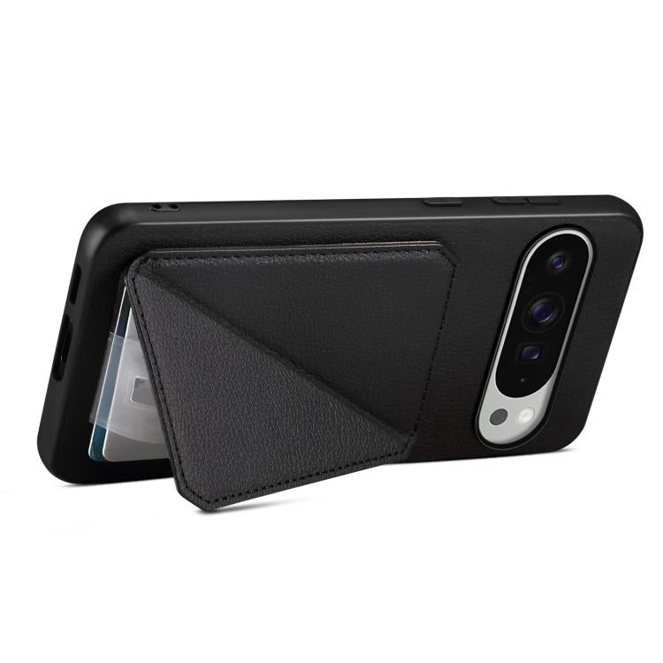 For Google Pixel 10 Pro XL D04 Calf Texture Dual Card Slot Holder Phone Case(Black) - Google Cases by buy2fix | Online Shopping UK | buy2fix