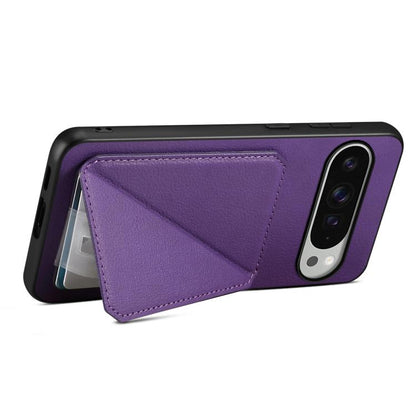 For Google Pixel 10 Pro XL D04 Calf Texture Dual Card Slot Holder Phone Case(Purple) - Google Cases by buy2fix | Online Shopping UK | buy2fix