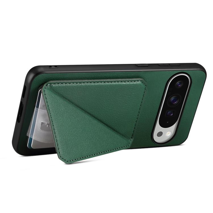For Google Pixel 10 Pro XL D04 Calf Texture Dual Card Slot Holder Phone Case(Green) - Google Cases by buy2fix | Online Shopping UK | buy2fix