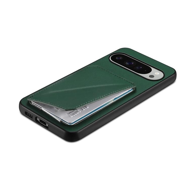 For Google Pixel 10 Pro XL D04 Calf Texture Dual Card Slot Holder Phone Case(Green) - Google Cases by buy2fix | Online Shopping UK | buy2fix