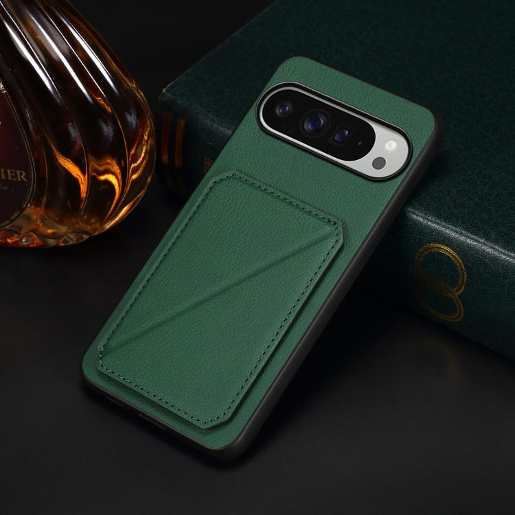 For Google Pixel 10 Pro XL D04 Calf Texture Dual Card Slot Holder Phone Case(Green) - Google Cases by buy2fix | Online Shopping UK | buy2fix
