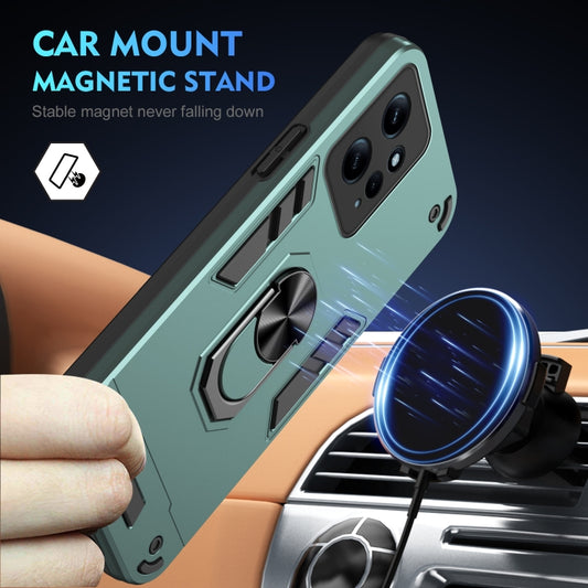 For Xiaomi Redmi Note 12 4G Shockproof Metal Ring Holder Phone Case(Green) - Xiaomi Cases by buy2fix | Online Shopping UK | buy2fix