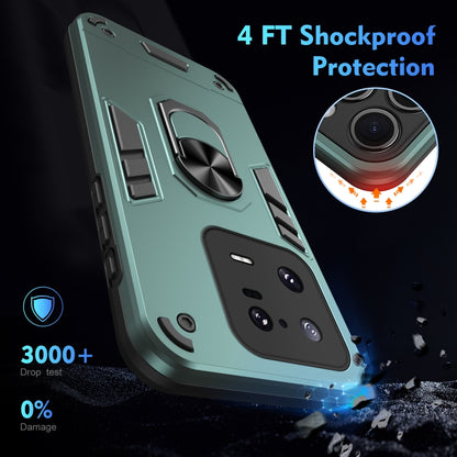 For Xiaomi 13 Pro Shockproof Metal Ring Holder Phone Case(Green) - Xiaomi Cases by buy2fix | Online Shopping UK | buy2fix