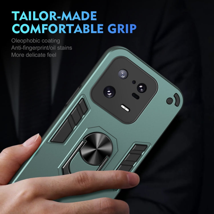 For Xiaomi 13 Pro Shockproof Metal Ring Holder Phone Case(Green) - Xiaomi Cases by buy2fix | Online Shopping UK | buy2fix
