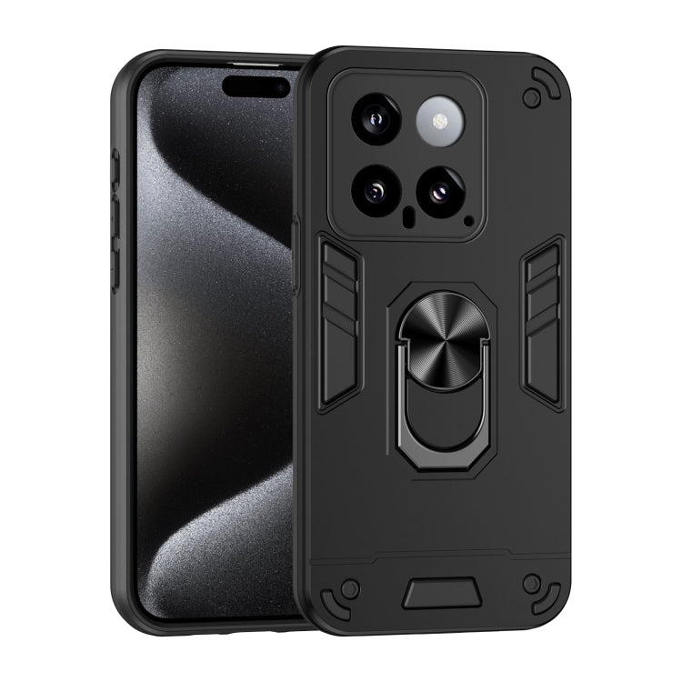 For Xiaomi 14 Shockproof Metal Ring Holder Phone Case(Black) - Xiaomi Cases by buy2fix | Online Shopping UK | buy2fix