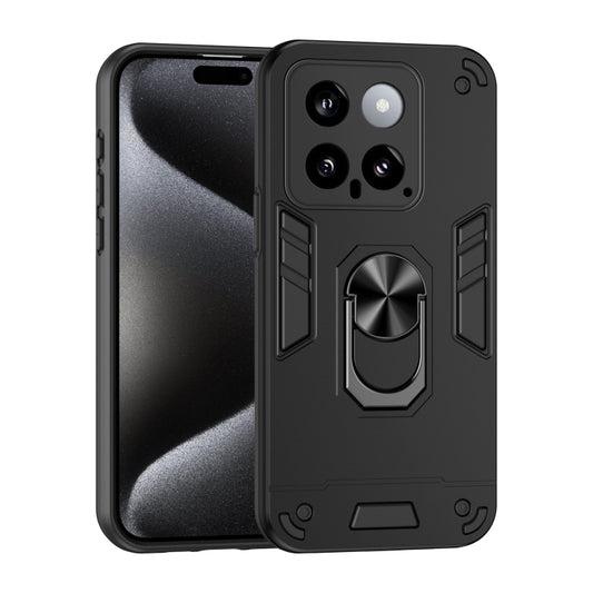 For Xiaomi 14 Shockproof Metal Ring Holder Phone Case(Black) - Xiaomi Cases by buy2fix | Online Shopping UK | buy2fix