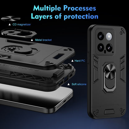 For Xiaomi 14 Shockproof Metal Ring Holder Phone Case(Black) - Xiaomi Cases by buy2fix | Online Shopping UK | buy2fix
