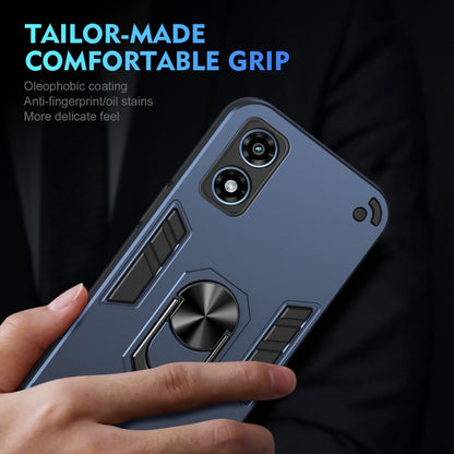 For Motorola Moto G Play 2024 Shockproof Metal Ring Holder Phone Case(Blue) by buy2fix