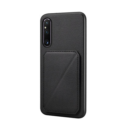 For Sony Xperia 1 V D04 Calf Texture Dual Card Slot Holder Phone Case(Black) by buy2fix
