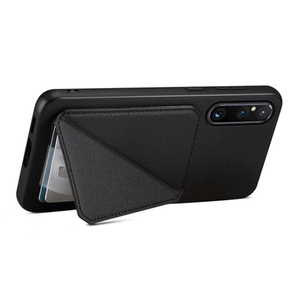 For Sony Xperia 1 V D04 Calf Texture Dual Card Slot Holder Phone Case(Black) by buy2fix