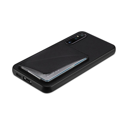 For Sony Xperia 1 V D04 Calf Texture Dual Card Slot Holder Phone Case(Black) by buy2fix