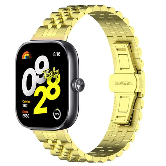 For  Xiaomi Redmi Watch 6 / 5 / 4 Five-bead Butterfly Buckle Metal Watch Band(Gold)