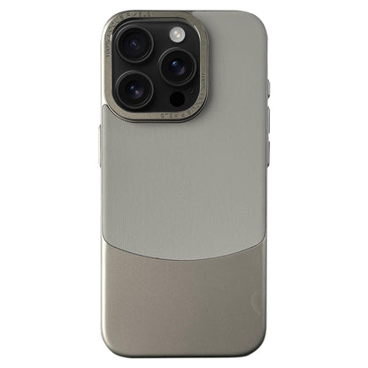 For iPhone 16 Pro Napa Texture PC + Leather Phone Case(Grey) by buy2fix
