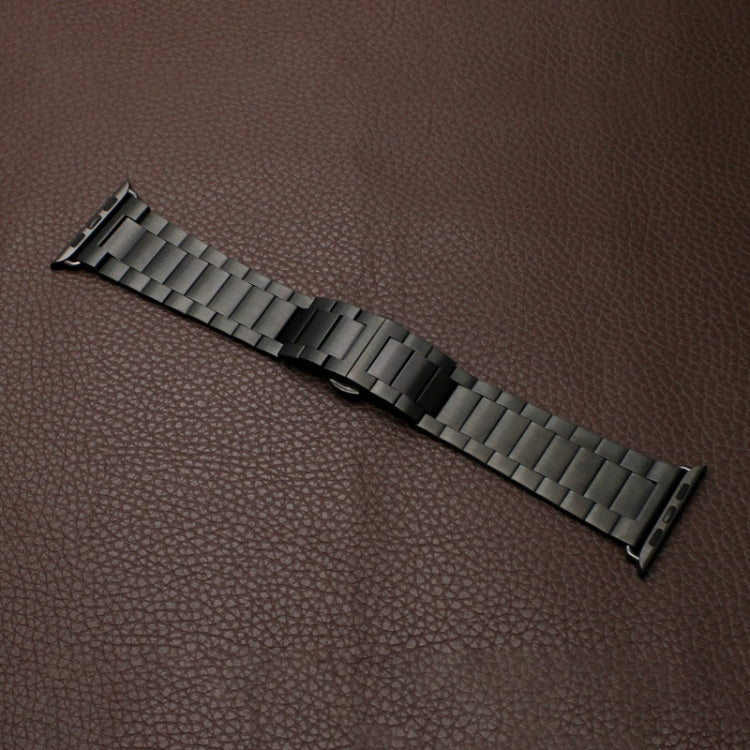 For Apple Watch SE 2023 44mm Three-bead Butterfly Buckle Metal Watch Band(Black) by buy2fix