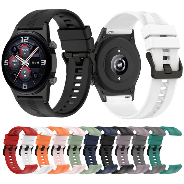 For Honor Watch GS 4 Striped Stainless Steel Buckle Silicone Watch Band(White) by buy2fix